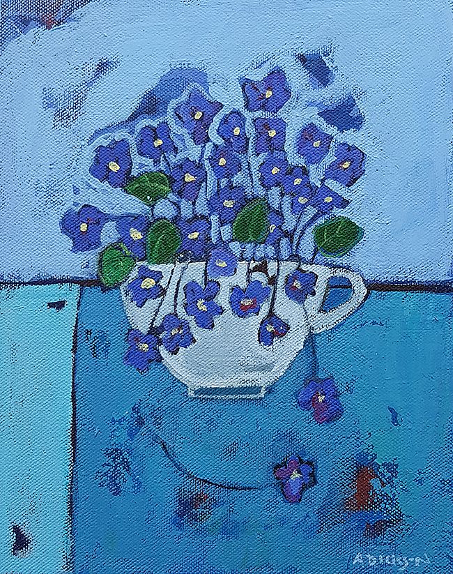 Alison  Dickson - Violets in a teacup
