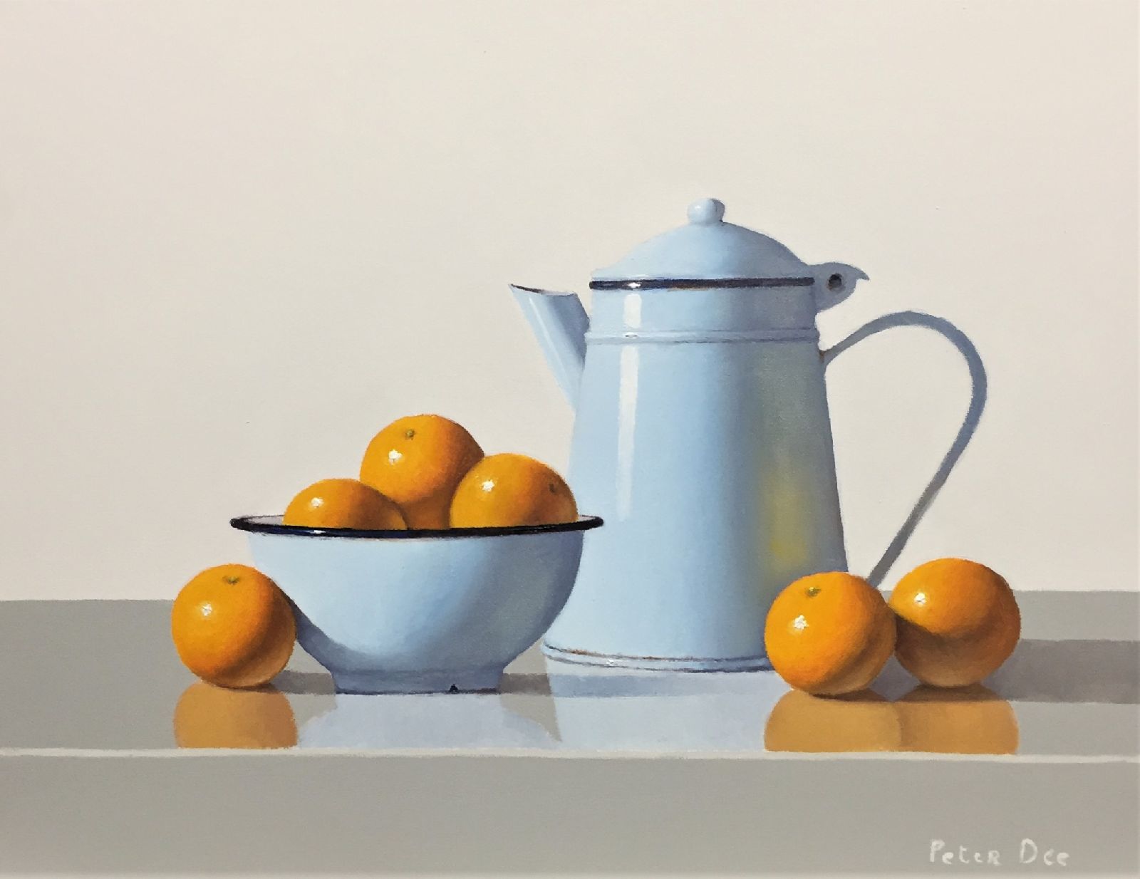 Peter Dee - Vintage Blue Enamelware with Oranges
