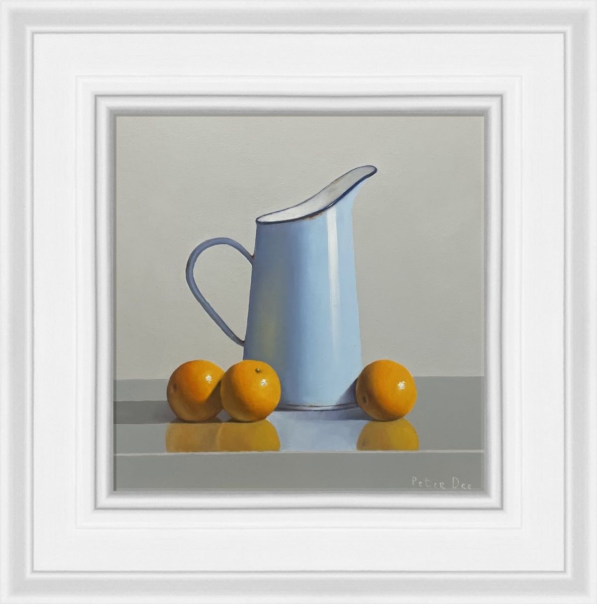 Blue Enamelware Jug with Oranges  by Peter Dee