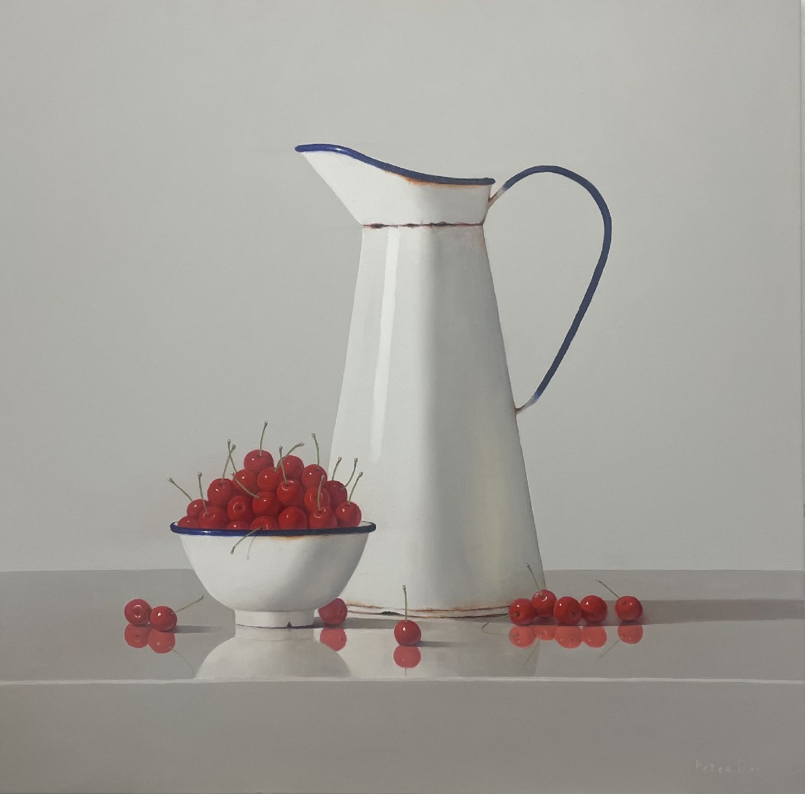 Peter Dee - Vintage White Enamelware with Cherries