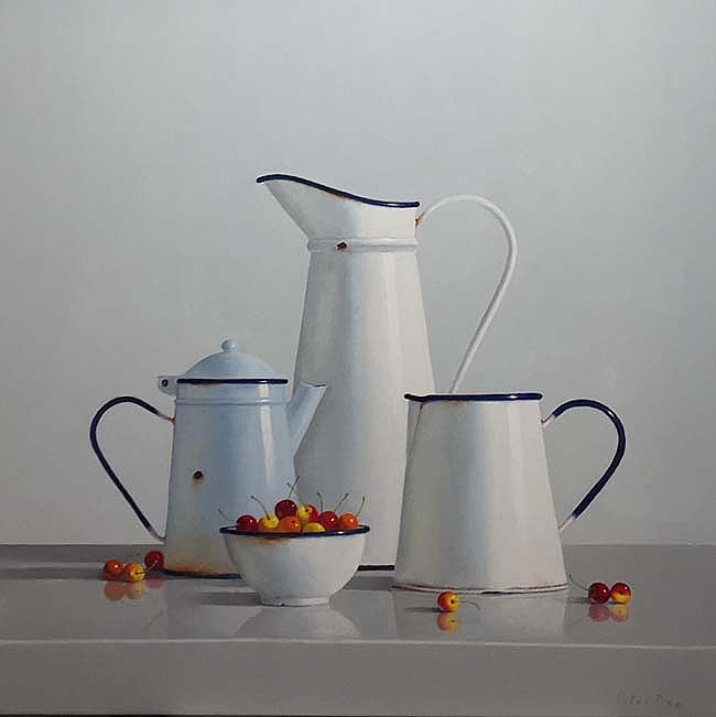 Three Jugs and a bowl of cherries by Peter Dee