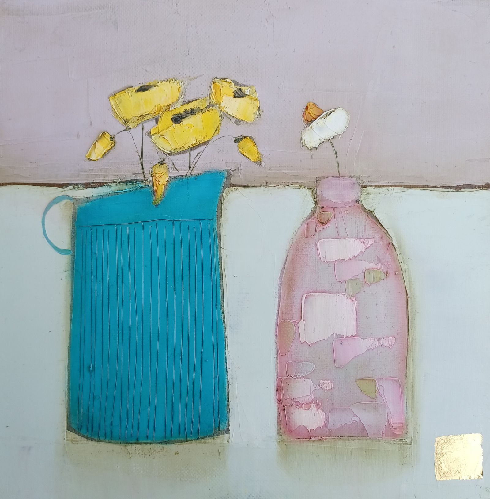 Eithne  Roberts - Blue jug and pink vase