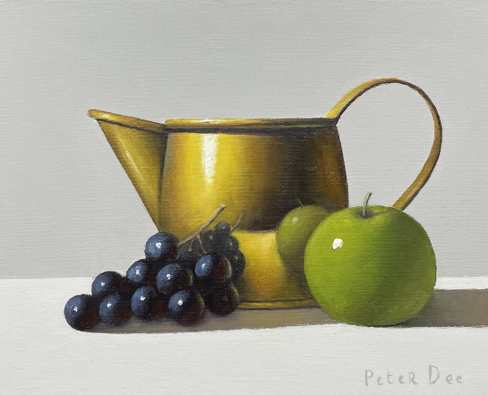 Peter Dee - Brass Jug with Apple and Grapes