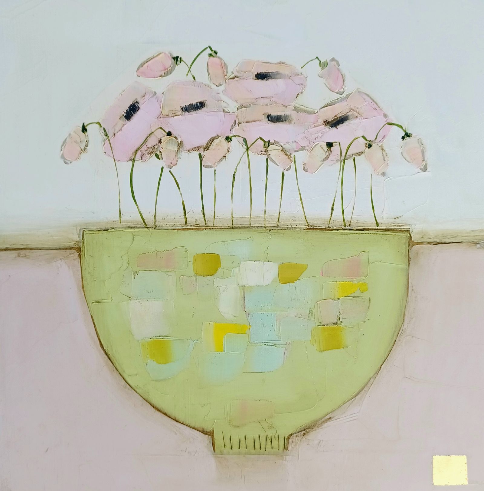 Eithne  Roberts - Green bowl with pinks 