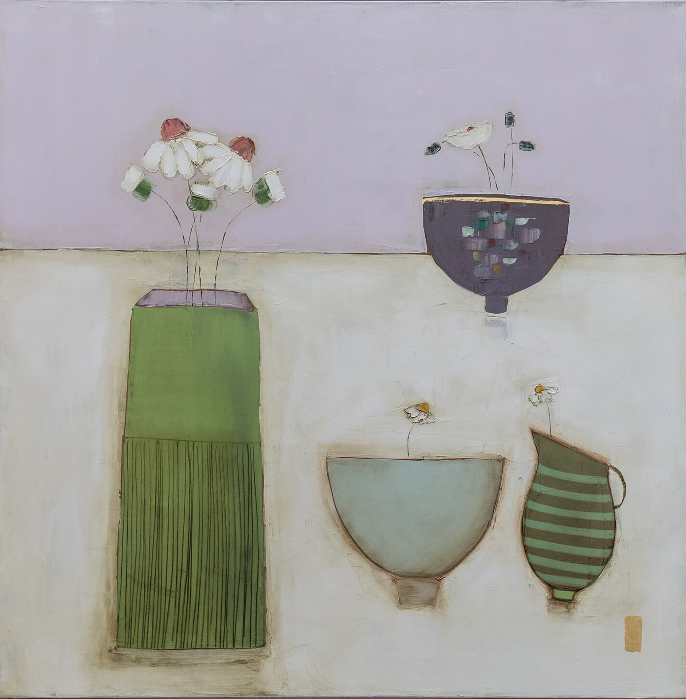 Eithne  Roberts - Tall Green daisy vase