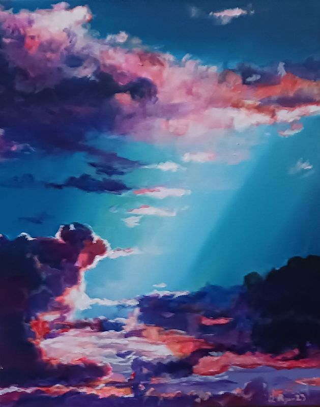 David  Ryan - Ireland in the Clouds (blue, white/pink clouds) **Special Christmas Show Price**