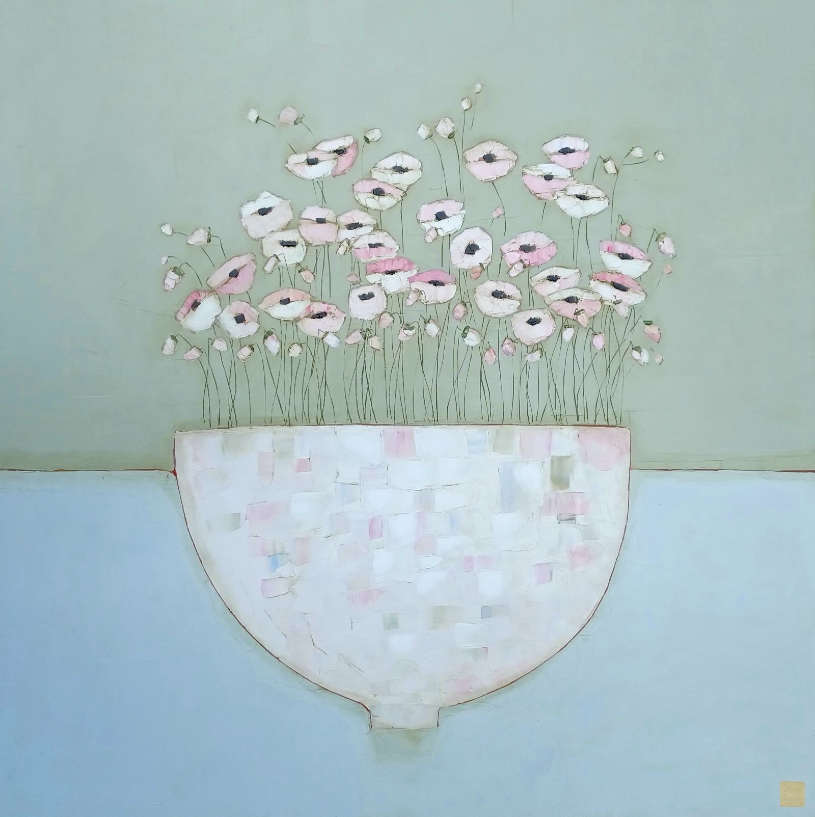 Eithne  Roberts - Pink bowl on green