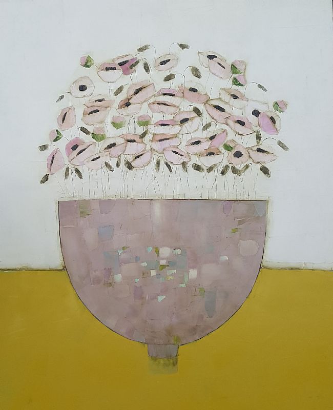 Eithne  Roberts - Pink Bowl on Mustard