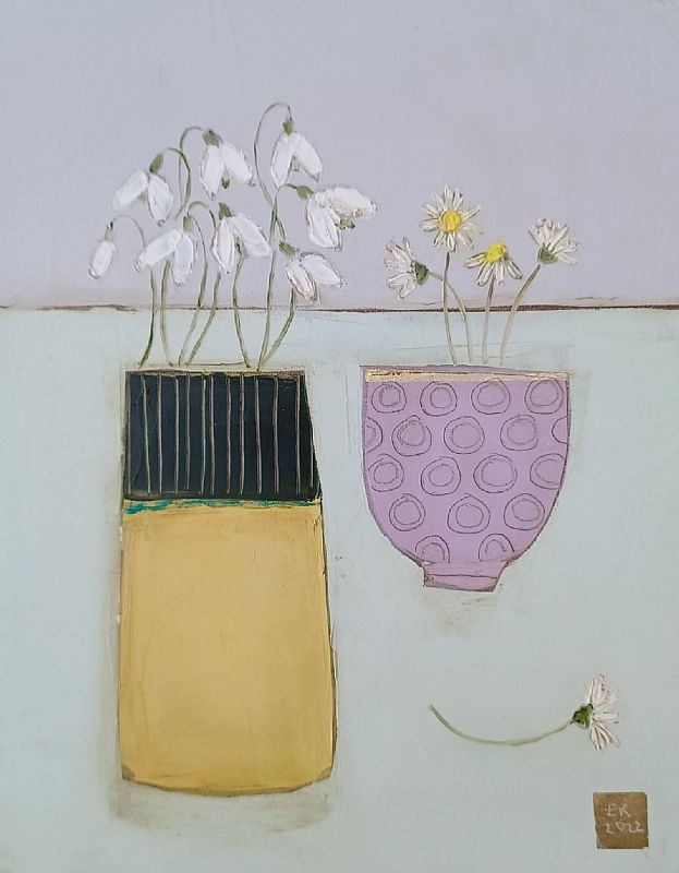 Eithne  Roberts - Snowdrops and daisies