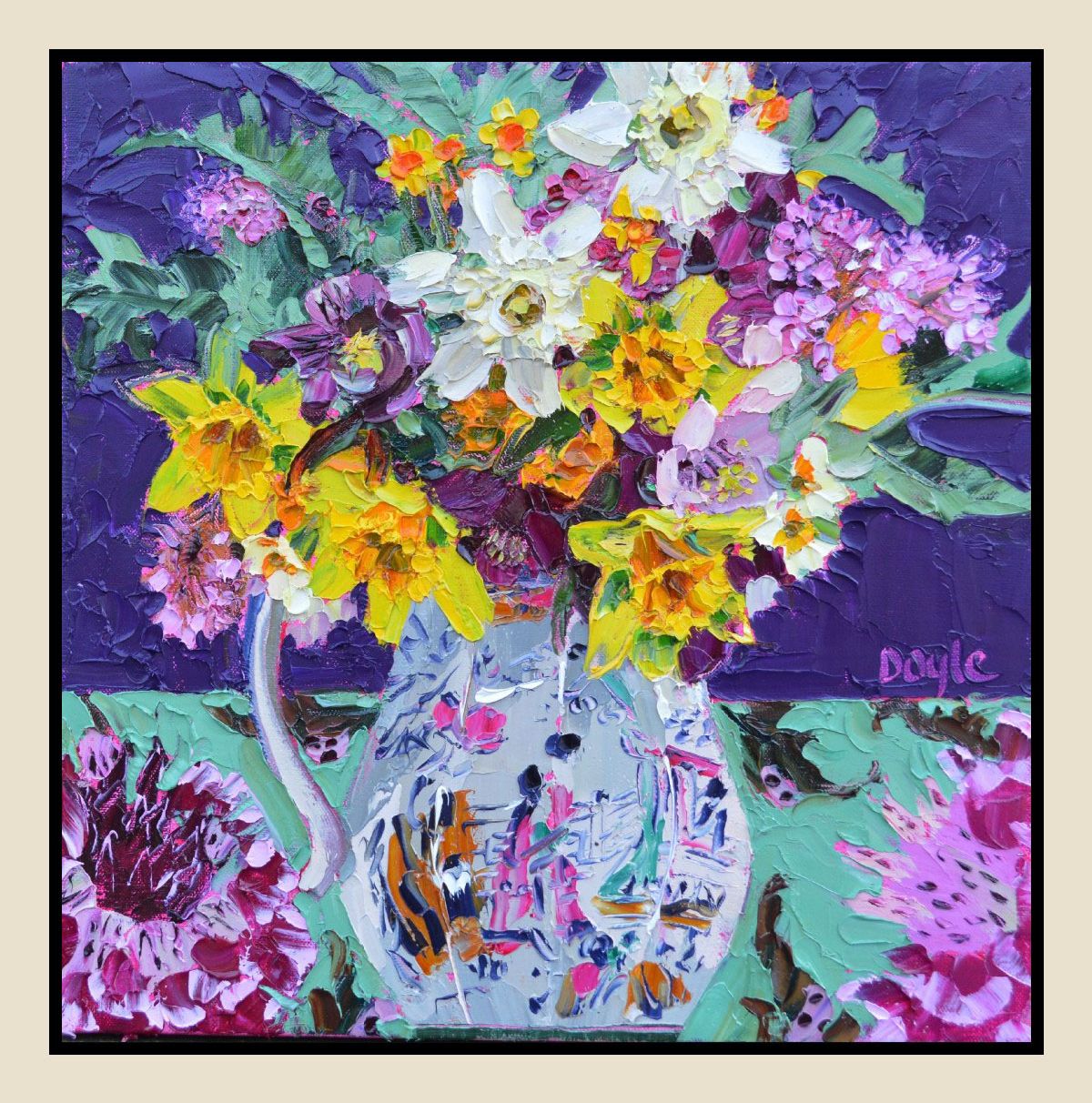 Spring Flowers on Chintz  by Lucy Doyle
