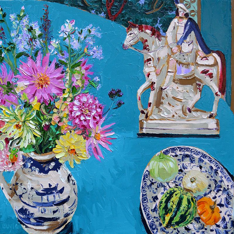 Lucy Doyle - Still life with Dahlias and Plums 